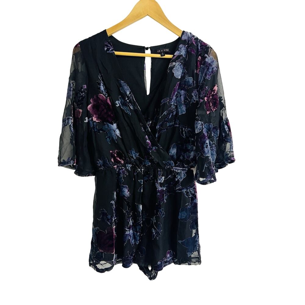 Velvet‎ Dark Floral Romper As U Wish Size Small Whimsigoth Fairy Romantic Flowy